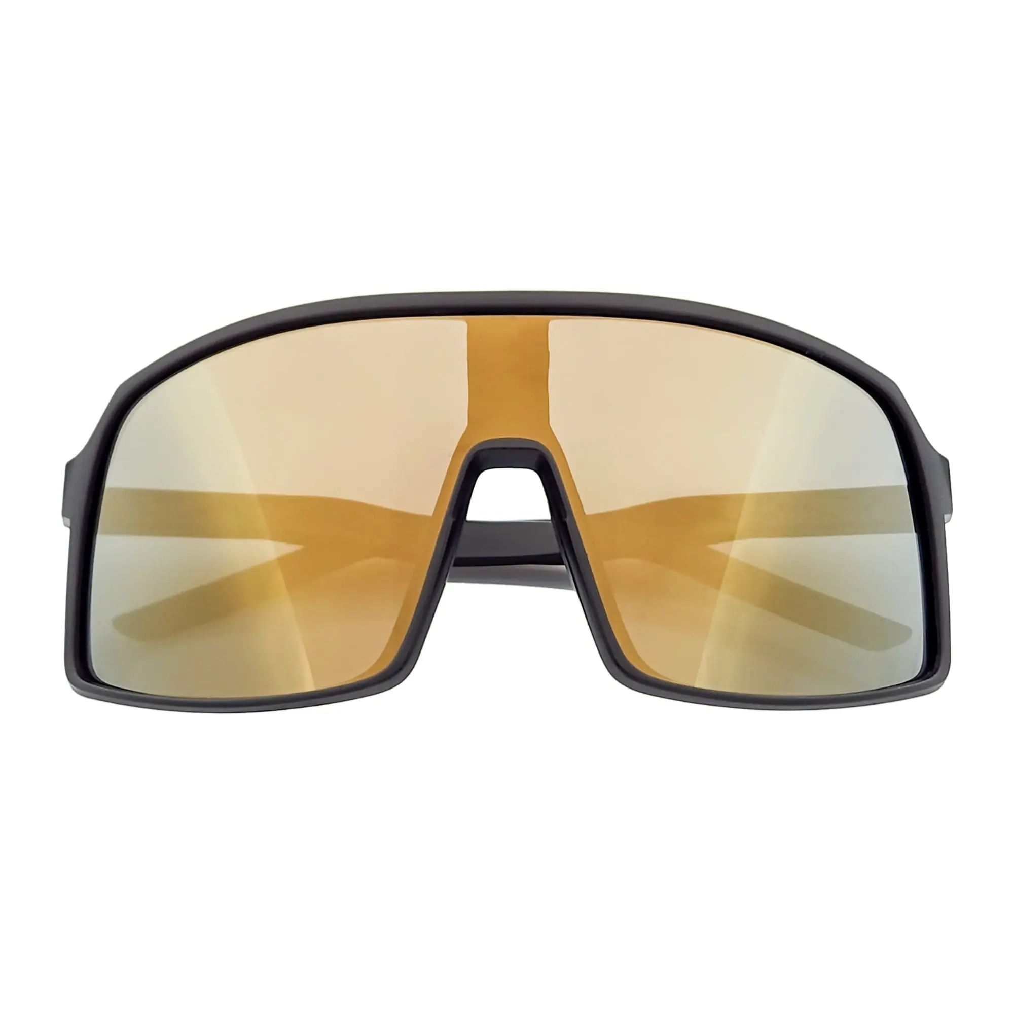 Morspecs Sentry Men's Fashion Sports Shield Sunglasses, Matte Black Polycarbonate Frame with Gold Mirror Lenses, Lightweight UV400 Protection, Fashion Sports Sunglasses, Outdoor Sports Sunglasses