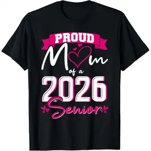 Women 2026 Graduation Mom T Shirt Cotton Proud Senior Mom Class of 2026 Funny Graduation Day Gift for Mom