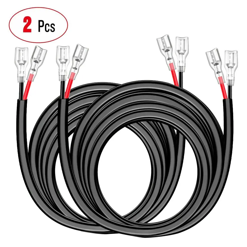 Nilight 2PCS 16 AWG Copper Wire Cable Wiring Harness Extension Kit, 10ft Black Wires, Universal for Truck, Boats, 40 Inch Cabin Vehicle Lighting, Outdoor LED Work Light, 2-Year Warranty, Copperwires, Rubber