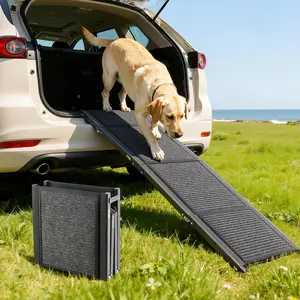【Summervibes】VEVOR Dog Ramp for Cars, 63" L x 17" W, Folding Pet Ramps for Medium & Large Dogs up to 250lbs, Pet Stair Ramp with Non-Slip Felt Rug Surface, Portable Outdoor Dog Car Ramps for SUV & Truck