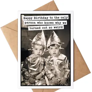 Katie Doodle - Funny Birthday Card for Sister / Brother / Mother (5x7") Vintage with Envelope