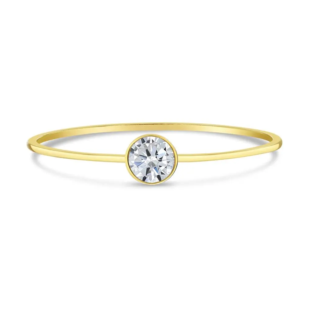 14k Gold Cubic Zirconia Solitaire Size 7 Preteen / Teen Ring