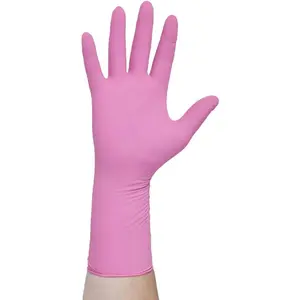 PINK UNDERGUARD Nitrile Exam Gloves, Powder-Free, 4.7 mil, Extended 12" Cuff, Pink, Medium, 47454 (Box of 100)