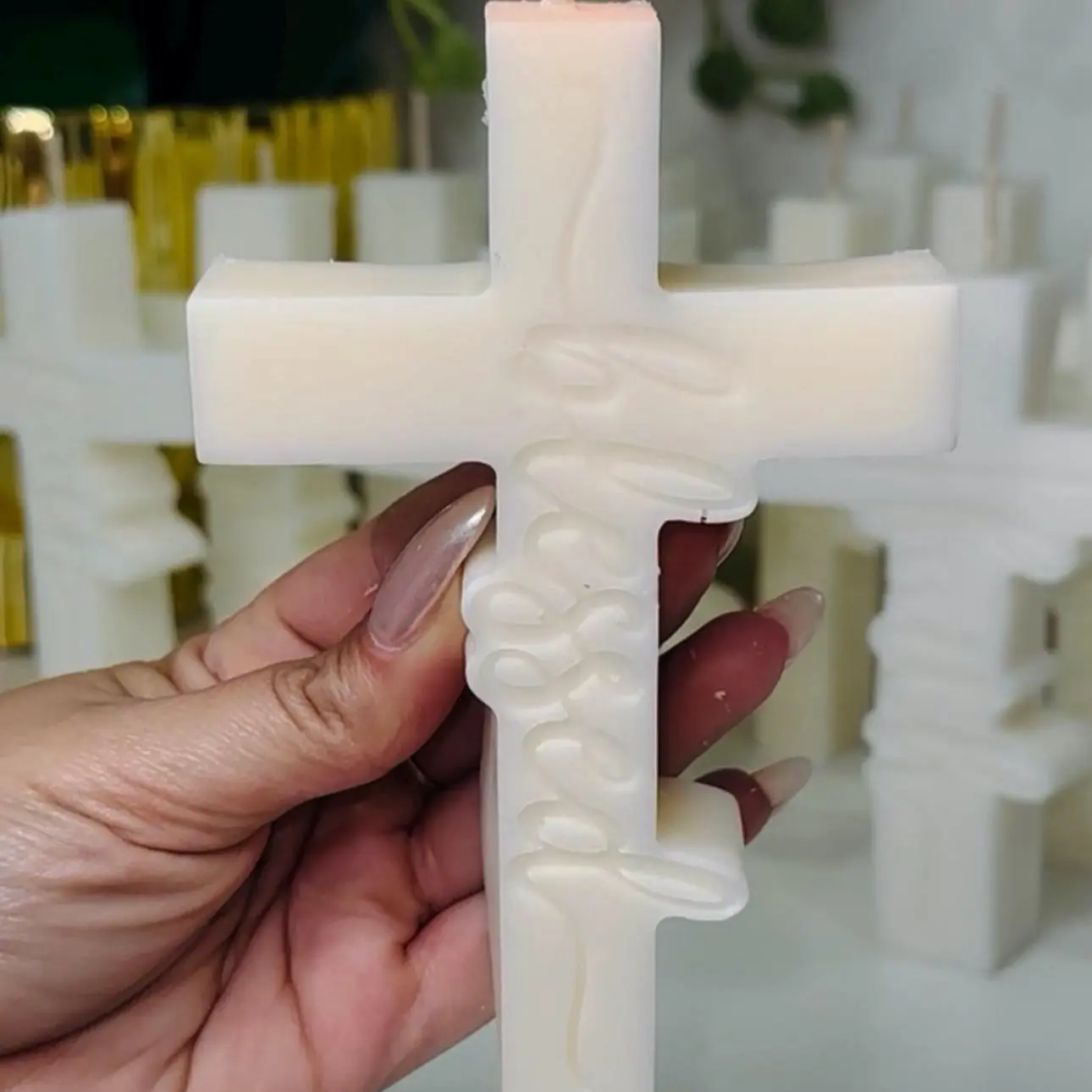 Handmade Cross Candles - Christian Gift, Baptism Party Favors, Baby Shower Supplies for Boys, Religious Decoration, Home Decor Item, Baby Showers