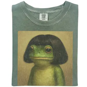 Comfort Colors Bob Haircut Frog Meme T-shirt, Vintage Cottagecore Animal Shirt, Funny Graphic Tee