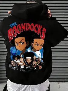 Autumn Winter Hooded Sweatshirt Unisex Cartoon Print Pullover, Graphic Print Hoodie, Aesthetic Hoodie, Trendy Fashion Streetwear Hip Hop Casual Wear, Fitted H Type Silhouette, Hoodie Print Hoodies