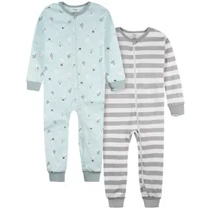 2-Pack Baby Boys Blue Snowman Snug Fitting Footless Pajamas
