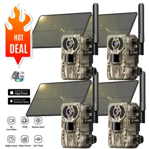 4G LTE Solar Trail Camera – 2K Live Video, Solar-Powered (No Power Cord), Live View Remote APP Control,  Motion-Activated Color Night Vision, Waterproof, SIM Card Included (Data refill is required for Unlimited 4G data usage) Outdoor Game