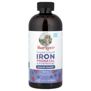 MaryRuth's Vegan Liquid Iron Prenatal & Postnatal, Berry, 15.22 fl oz (450 ml)