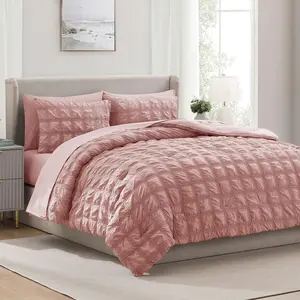 NESTL 7-Piece Seersucker Microfiber Soft Bed-in-a-Bag Comforter Set - Includes Comforter, Sheets, Pillowcases, Shams - Stylish Textured Design, Microfiber Bedding Set, Soft Bedding Set