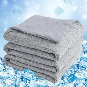 Cooling Comforter Twin Size, Cooling Blanket for Hot Sleeper, Q-Max 0.45 Arc-Chill Cooling Fiber, Cool Soft Thin Breathable Summer Blanket for Bed Couch, 60" x 90", Grey