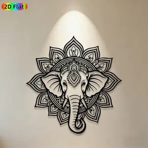 1pc Elephant Mandala Metal Wall Art, Intricate Elephant Statue Mural, Ideal Gift for New Year, Diwali, Spiritual Decor Enthusiasts, Weather-Resistant Metal Wall Decor Wall Sculptures, Perfect for Living Room Wall & Garden Fence, Unique Ethnic Home Decor