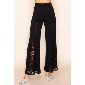 Lace Inset Wide Leg Pants
