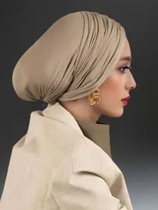 Women's Inner Cap Underscarf Hijab Cap, Instant Hijab Turban Hat, Amira Hijab, Fashionable Solid Color, Slim-Fitting, All Seasons