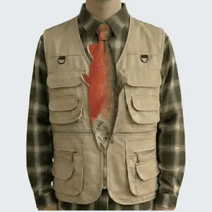 MUS631 3D Printed Red Rainbow Trout Fishing Tie - Realistic Vibrant Fish Necktie for Anglers