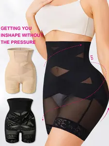 Tummy Control Shapewear Shorts  for Women-High Waisted Compression Body Shaper Underwear Seamless Butt Lifting Lace Panties Thigh Slimmer Panty Girdle