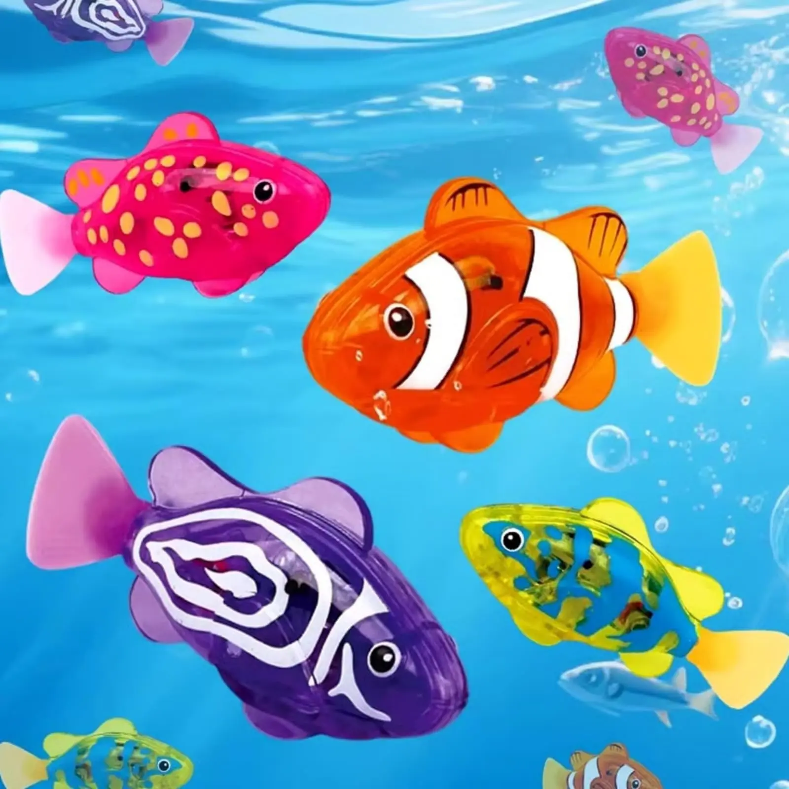 Interactive Robot Electric Fish Toy, Waterproof LED Electronic Pet Fish, Swimming Sway Fish Toy for Kids Aquarium Bath Play