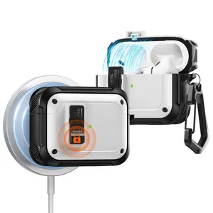 Toocki for AirPods Pro Case (2023/2022/2019, 2nd/1st Gen), Compatible with Airpods Pro 2 (USB-C/Lightning Cable), MagSafe Ready, Magnetic Lid Lock, Hard Shell Full Drop Protection Cover with Lanyard, Black