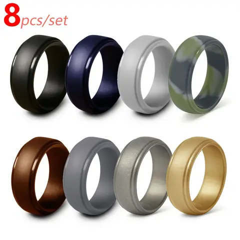 Men's Silicone Rings Set, Fashionable Jewelry Accessories, Soft Comfort Fit, Daily Wear, Outdoor Sports & Fitness, Width 9mm, Stackable Rings, Stacking Ring Set