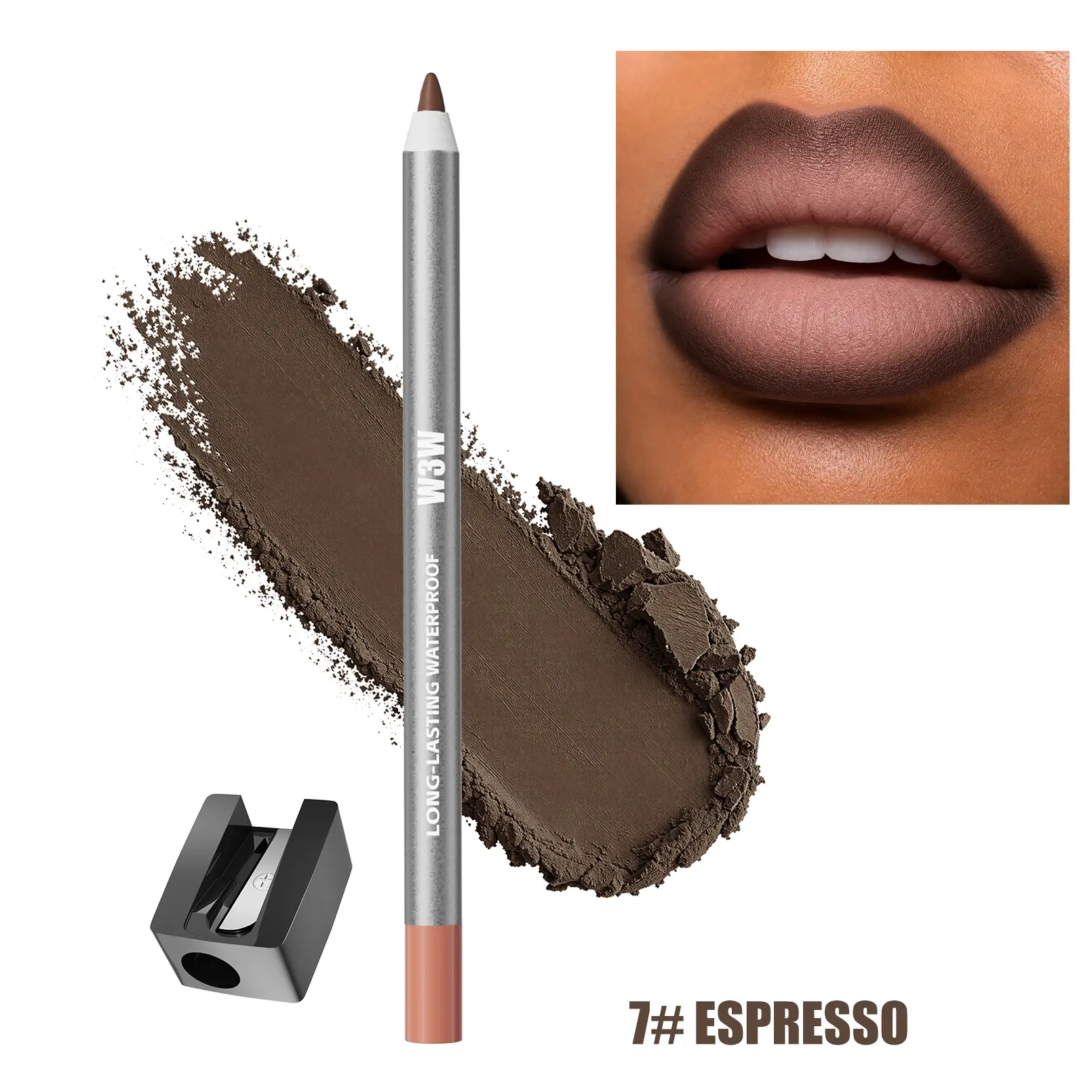 Matte Nude Lip Liner Pencil, Waterproof Smudge-Resistant Lip Contour Pencil with Smooth Glide for Outlining, Shaping and Filling Lips, 8 Shades blendable gel