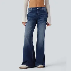 Halara Flex Low Rise Flare Washed Casual Jeans with Pockets