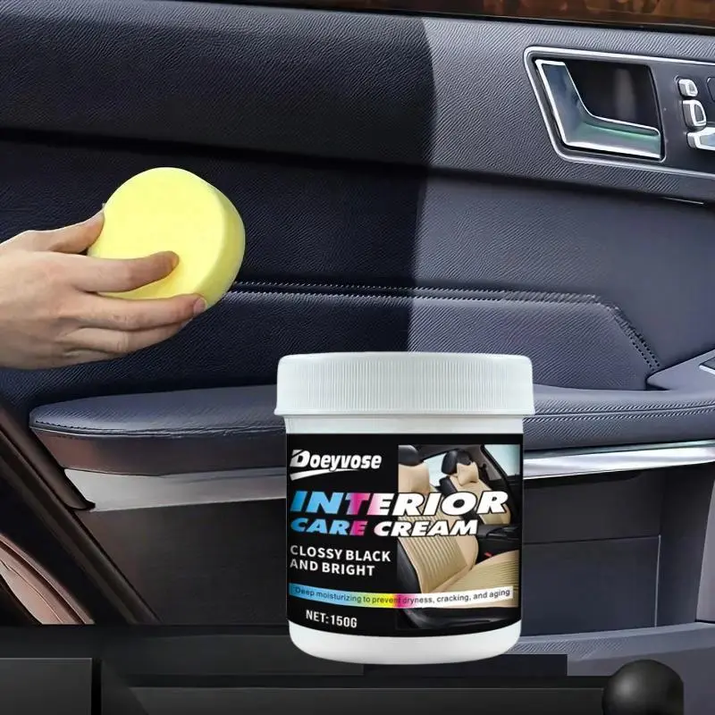 Doeyvose Car Interior Refresh Kit with Crystal Wax for Dashboard and Plastic, Leather Seat Repair Solution, Tire Shine Coating Paste, Interior Detailing Kit