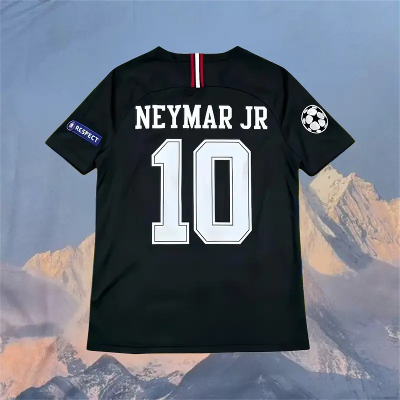 18/19 Retro Black Neymar No.10 Short Sleeve Soccer Jersey