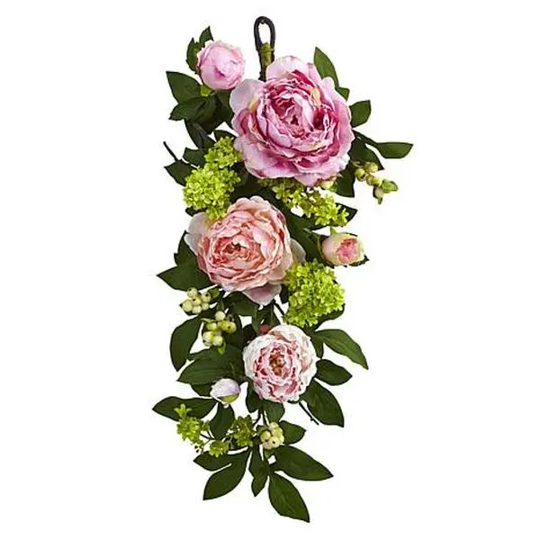 Nearly Natural 24" Peony Teardrop