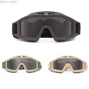 3-Pack Unisex Tactical Windproof Safety Goggles, Anti-Fog & Anti-Sand Protective Eyewear with Adjustable Strap, Impact-Resistant Training Eye Protection for Hiking, Cycling, Riding & All Outdoor Activities