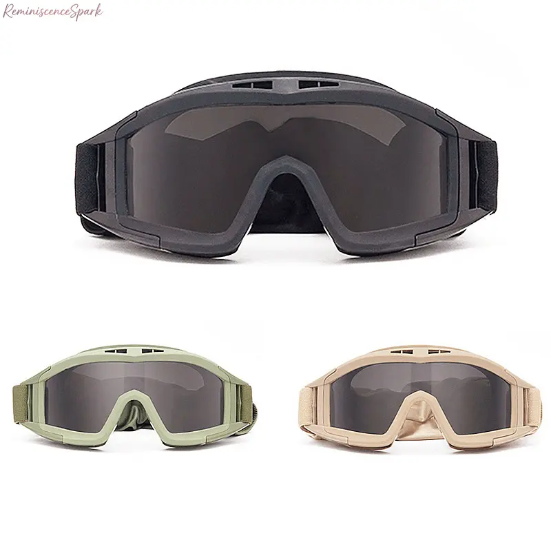 Unisex 3-Pack Tactical Goggles, Fog-Resistant Ultrasafe Sports Eyewear with Adjustable Strap, Windproof Anti-Sand Impact-Resistant Protective Eyewear for Hiking, Cycling, Fog-Resistant Sports Eyewear