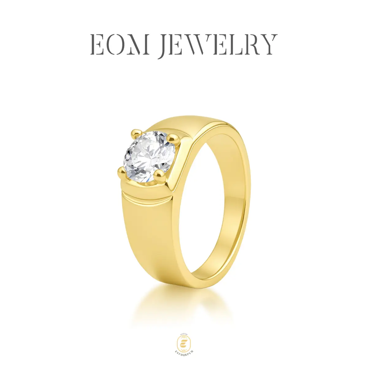 Moissanite 1ct Minimalist Signet Ring Silver-Plated Jewelry Wedding Engagement Anniversary Valentine's Day Birthday Gift Daily Wear