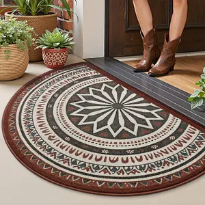 Bohemian Style Washable Entryway Rug, Soft Durable Non-Slip Carpet for Living Room, Bedroom, Office, Autumn Winter Home Decor