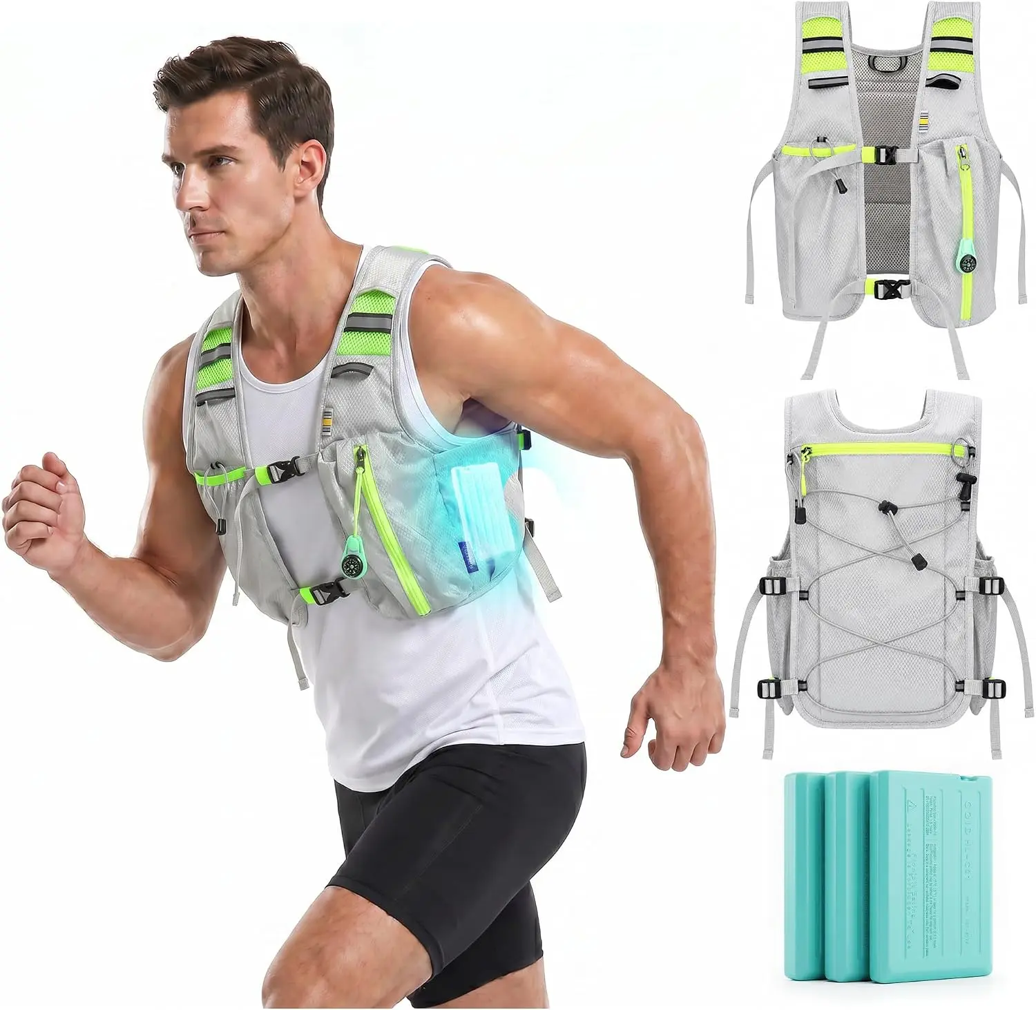 Sleeveless Runners & Workout Vest for Men & Women, Lightweight Waterproof Athletic Vest for Hot Weather with 3 Targeted Relief Plates, Runners Vest
