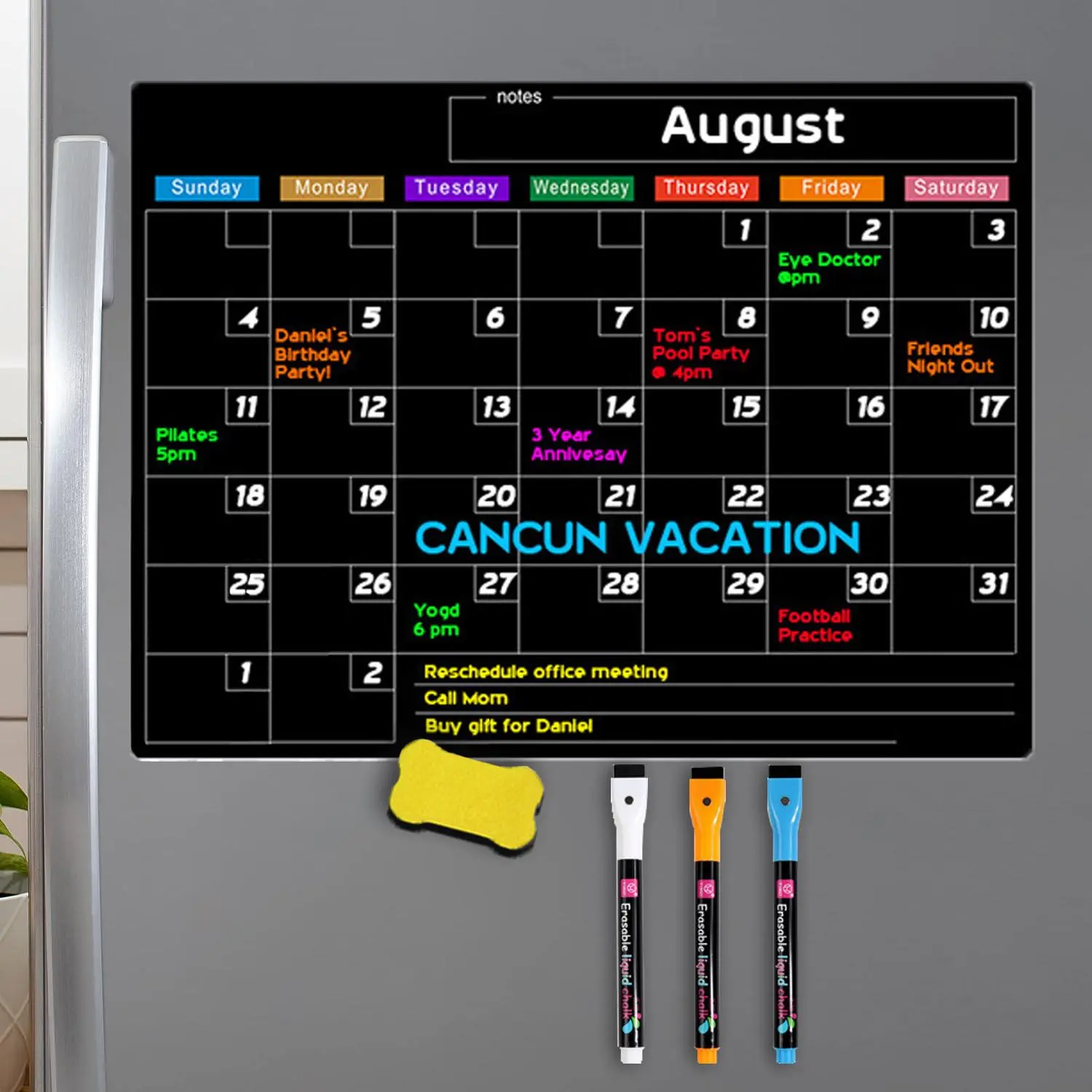 Magnetic Dry-Erase Erasable Calendar for Fridge, Monthly Calendar Board with Dry-Erase Markers & Eraser, Monthly Planner Board, Monthly Budget Board for Home Kitchen, Budget Planner And Monthly Bill Organizer, Complete Set
