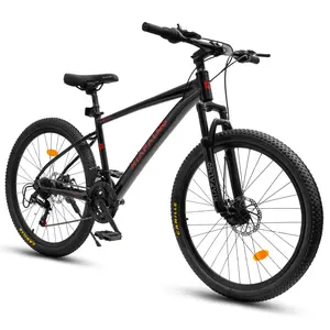 21 Speed Mountain Bike, 24/26 Inch Adult Mountain Bicycle with Front Suspension, Steel Frame, Disc Brake, Off-Road MTB for Men Women Teenagers, Commuter & Trail Riding Bike