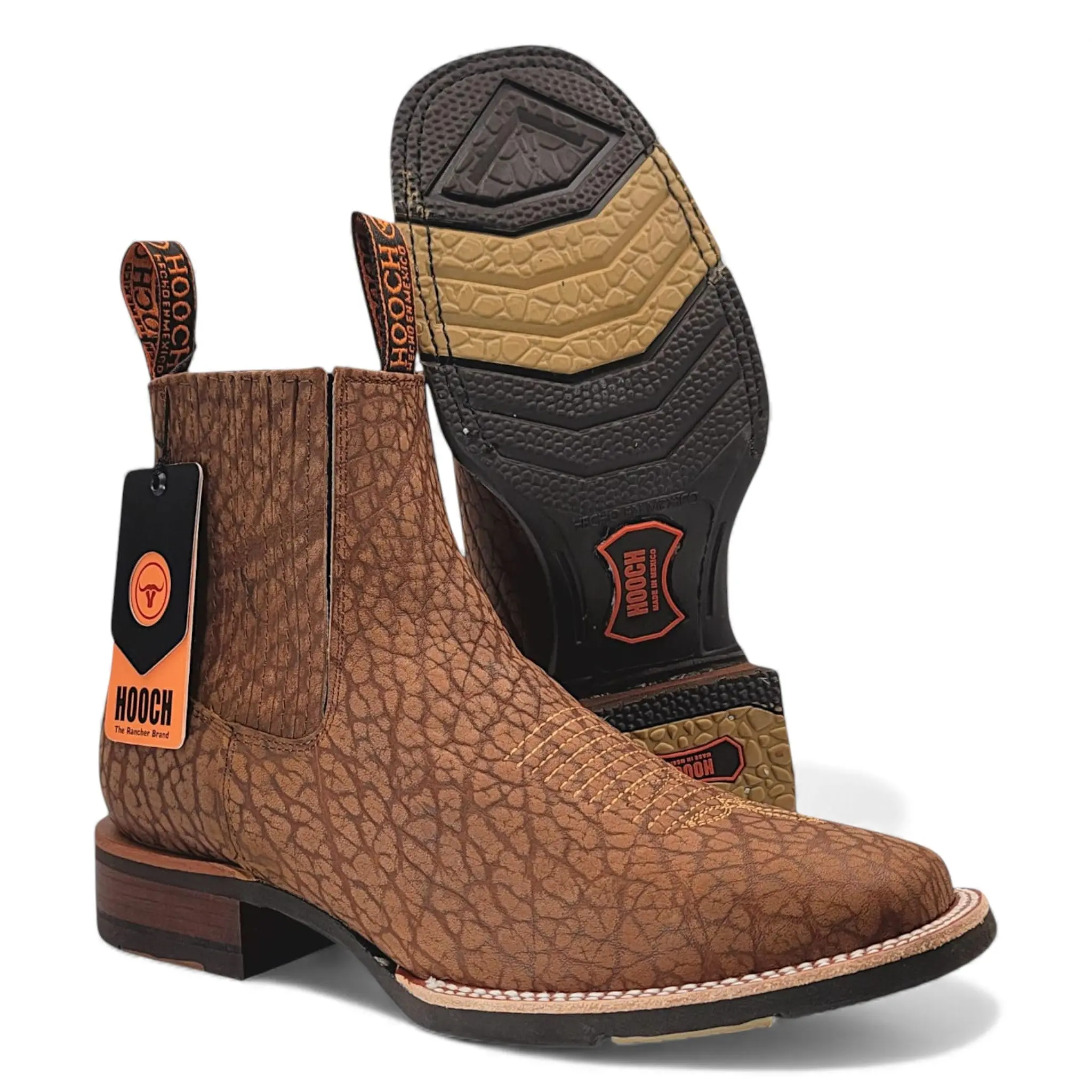 Mens Bull Shoulder Western Botin Tan – Genuine Leather Ankle Boot H42H3172