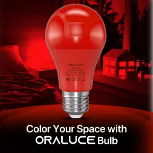 Red LED Light Bulb Indoor Outdoor, A19 Colored Bulb, Colorful E26 Lamp Bulb 60W Equivalent Non-Dimmable, for Bedroom, Lamps, Patio, Halloween, Christmas, Party, Holiday, 6 Pack