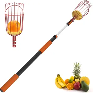 26FT Reach Fruit Picker Pole with Basket, Apple Picker with 5-20FT Telescoping Pole, Fruit Tree Picker Tool for Apple Fruit Picking