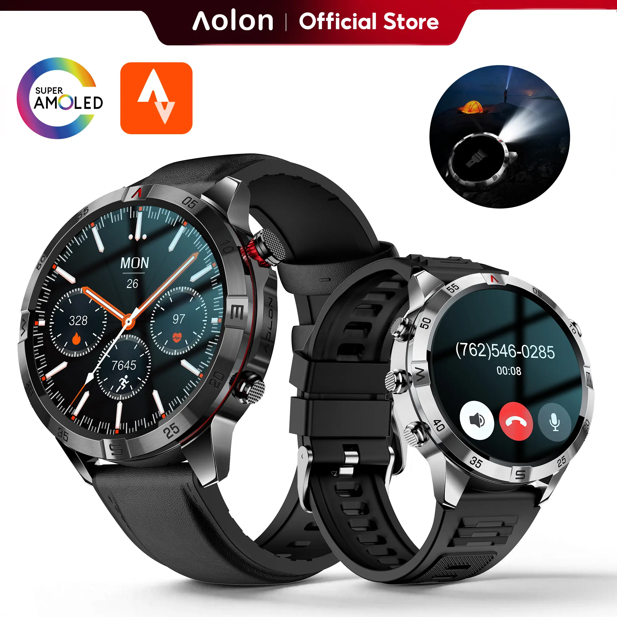 Aolon GT6 Pro Business Wristwatch, 1.51" AMOLED, Bluetooth Call, Message Reminder,Heart Rate Monitor, Stress & Sleep Tracking,  5-Button Design, 60-Day Battery, IP68 Waterproof, 1ATM, Business & Travel Ready #back to school#travel essentials
