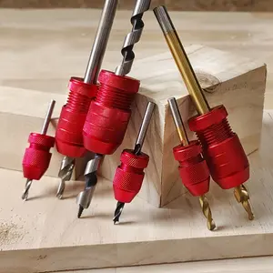 2 PCS Adjustable Drill Bit Depth Stopper, Aluminum Alloy Wood Drill Limit Positioner, Size Range: 5/64" - 3/16", 15/64" - 7/16", Suitable for Furniture, Tiles, Metal, Wood, Woodworking Drill Accessories, No Electricity Required, Tool