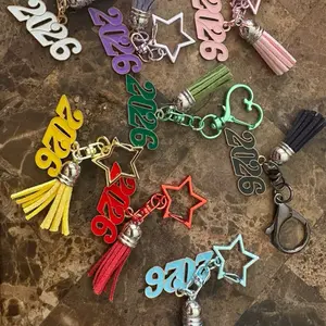 2026 Graduate Keychains with Colorful Tassels and Star Charms for Graduation Gifts