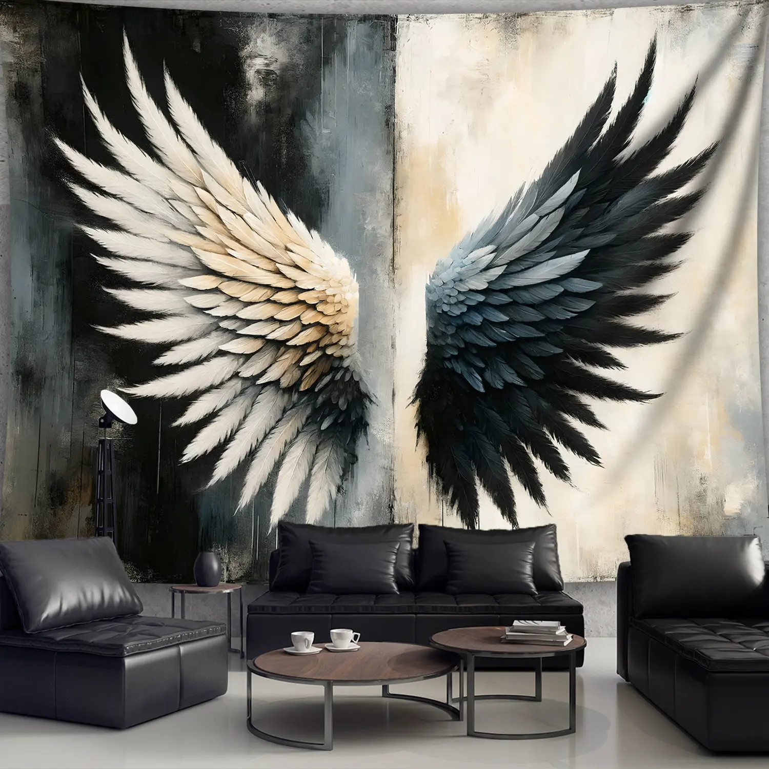 [Vibrant | Polyester] Vibrant Black And White Landscape Tapestry | Polyester Aesthetic Prints | Large-Sized Dual-Wing Photo Wall Decor for Living Rooms, Bedrooms, Offices, Party Spaces, No Installation