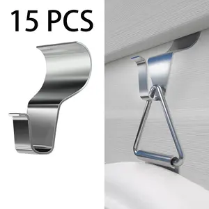 Vinyl side hooks, Metal hooks, 15-pack heavy-duty side clips for hanging on patios, no holes required, Stainless steel, hole-free, damage-free side clips suitable for outdoor hanging, string light hooks, patio decorations