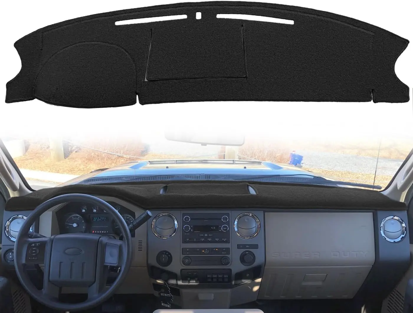 Custom Fit Dashboard Cover Mat - Car Auto Accessory, Truck Accessories for Ford Super Duty F250 F350 F450 F550 (Without Touch Screen, J238, Black)