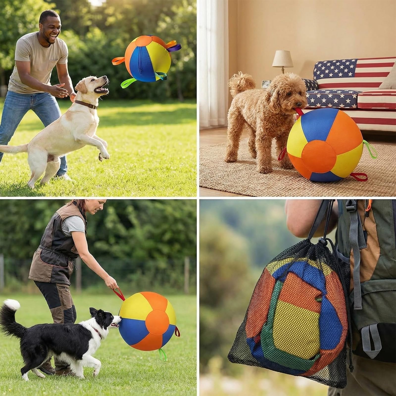 Jumbo Dog Herding Ball, Giant Inflatable Play Ball with Handle Cover & Pump for Outdoor Chase & Exercise(NOT for Aggressive Chewing)