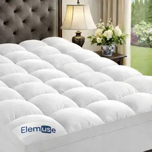 【TikTok Shop Mother's Day】ELEMUSE Extra Thick Mattress Topper for Back Pain, Plush Soft Pillowtop with Elastic Deep Pocket, cooling Down Alternative Filling, Soft Pillow Top for Better Sleep & Back Pain Relief