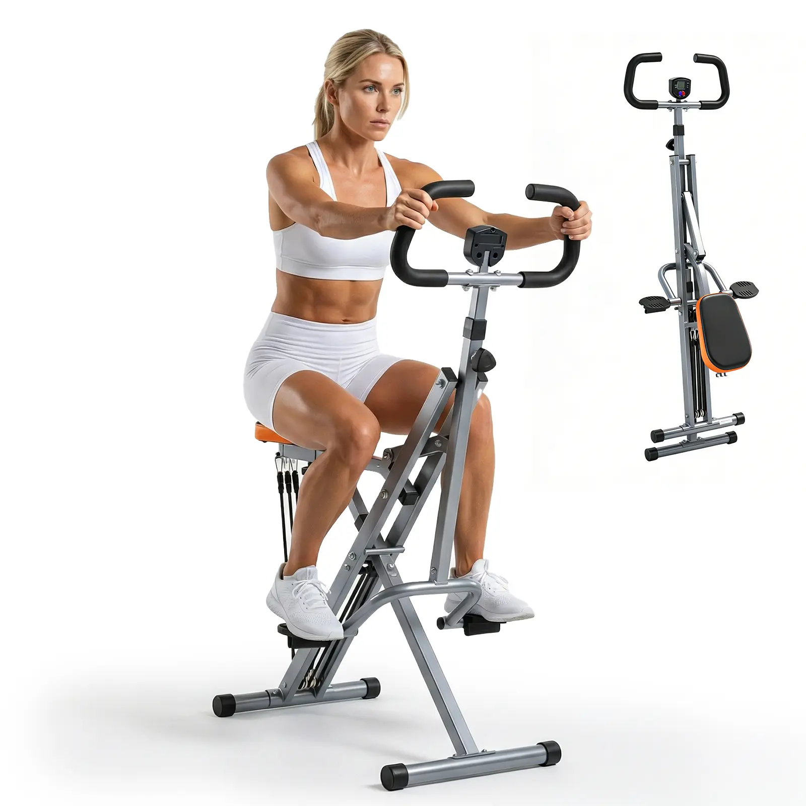 Foldable Squat Machine for Home Gym, Full Body Workout Trainer with Digital Monitor, 3 Adjustable Squat Angles, 330 Lbs Capacity