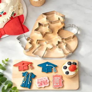 4/6 Piece Cookie Cutter Set, Food Grade Stainless Steel, Graduation Hat Shape, Easy to Use, Safe, Baking Tool for Parties and Decorations