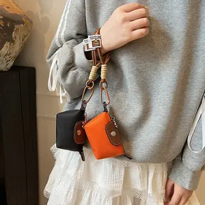 Mini Wallet for Women, Cute Small Coin Purse with Detachable Nylon Wrist Strap, Zipper Closure, Trendy Decorative Bag, Perfect Christmas Gift for Girls