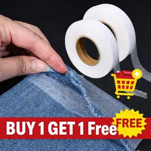 Double Sided Adhesive Interlining Tape Buy 1 Get 1 Free- 1 Roll White Fusible Interlining for Clothes, Pants, Hems |   Iron-on Hot Melt Non-woven Lining |   DIY Sewing Accessories for Patchwork & Clothing Repair  70 Yards
